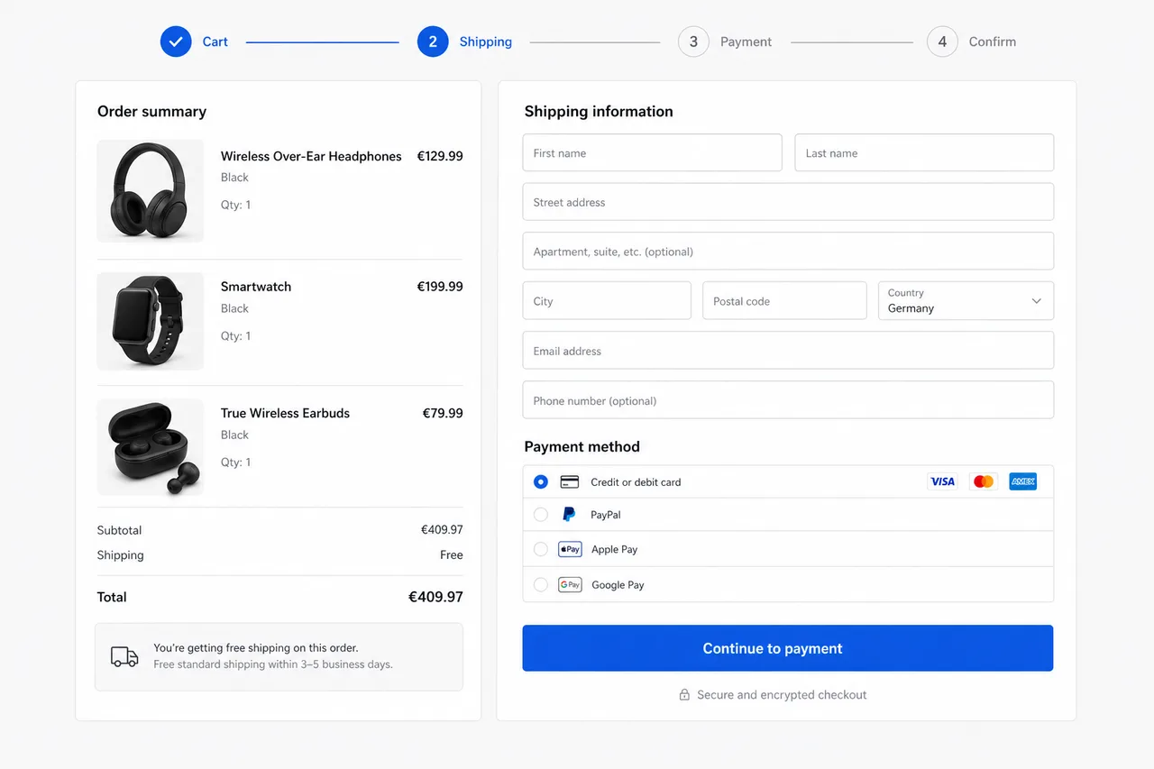 Checkout flow for a high-traffic online store